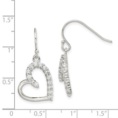 Sterling Silver Rhodium-plated CZ Heart Earrings