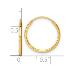 Sterling Silver Gold-tone 1.3mm Polished Endless Hoop Earrings - 2