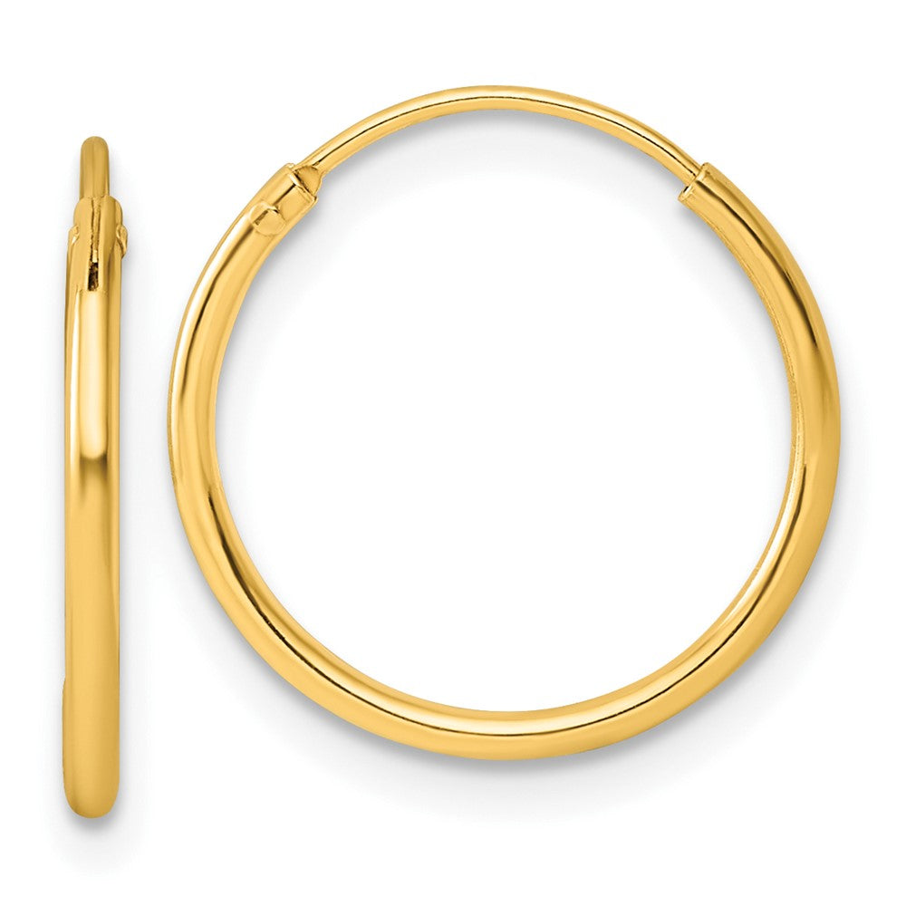 Sterling Silver Gold-tone 1.3mm Polished Endless Hoop Earrings - 2