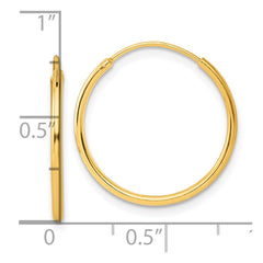 Sterling Silver Gold-tone 1.3mm Polished Endless Hoop Earrings - 3