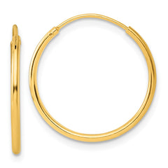 Sterling Silver Gold-tone 1.3mm Polished Endless Hoop Earrings - 3