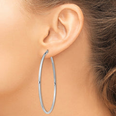 Sterling Silver Rhodium-plated 2mm Round Hoop Earrings - 11