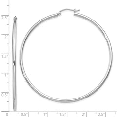 Sterling Silver Rhodium-plated 2mm Round Hoop Earrings - 11