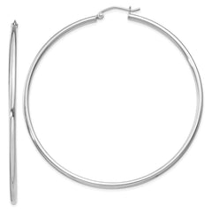 Sterling Silver Rhodium-plated 2mm Round Hoop Earrings - 11