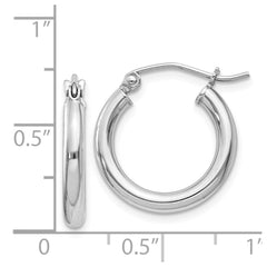 Sterling Silver Rhodium-plated 2.5mm Round Hoop Earrings - 4