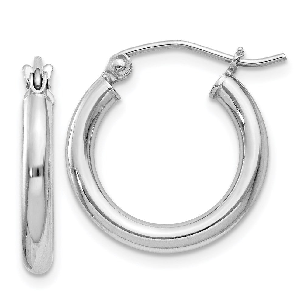 Sterling Silver Rhodium-plated 2.5mm Round Hoop Earrings - 4