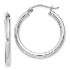 Sterling Silver Rhodium-plated 2.5mm Round Hoop Earrings - 5