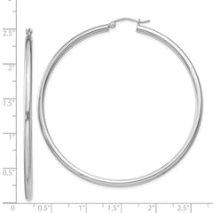 Sterling Silver Rhodium-plated 2.5mm Round Hoop Earrings - 11