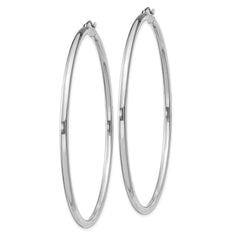 Sterling Silver Rhodium-plated 2.5mm Round Hoop Earrings - 12