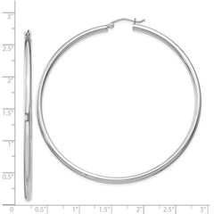 Sterling Silver Rhodium-plated 2.5mm Round Hoop Earrings - 12