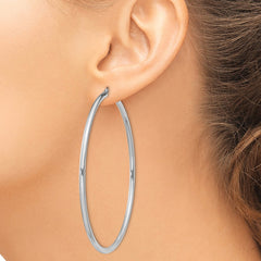 Sterling Silver Rhodium-plated 2.5mm Round Hoop Earrings - 3