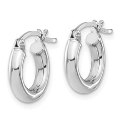 Sterling Silver Rhodium-plated 3mm Round Hoop Earrings - 9
