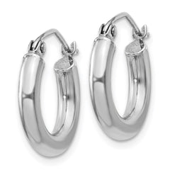 Sterling Silver Rhodium-plated 3mm Round Hoop Earrings - 5