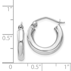 Sterling Silver Rhodium-plated 3mm Round Hoop Earrings - 5
