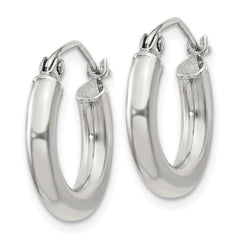 Sterling Silver 3mm Round Hoop Earrings - 9