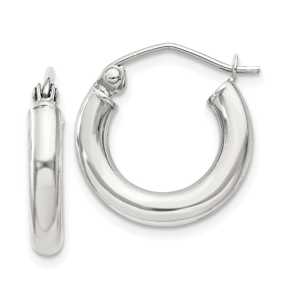 Sterling Silver 3mm Round Hoop Earrings - 9