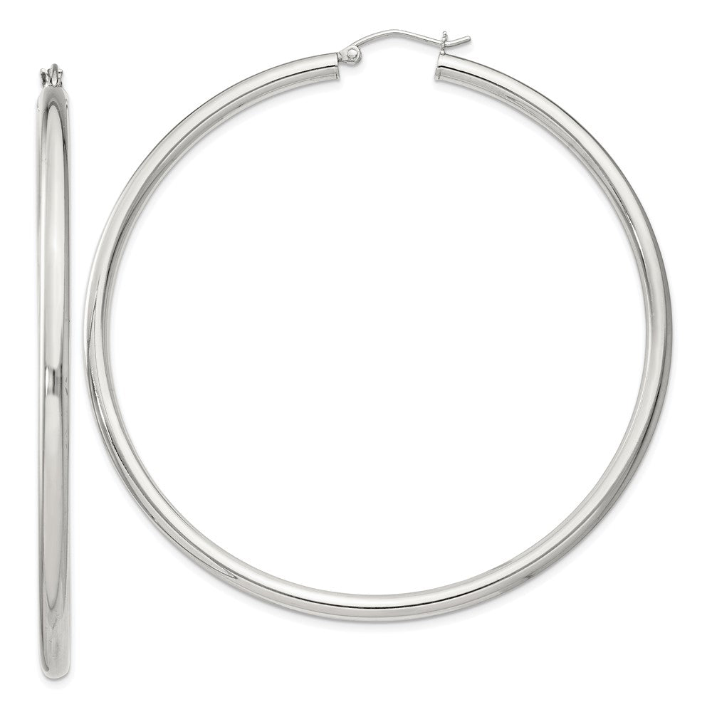 Sterling Silver 3mm Round Hoop Earrings - 12