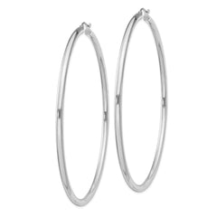 Sterling Silver Rhodium-plated 3mm Round Hoop Earrings - 13