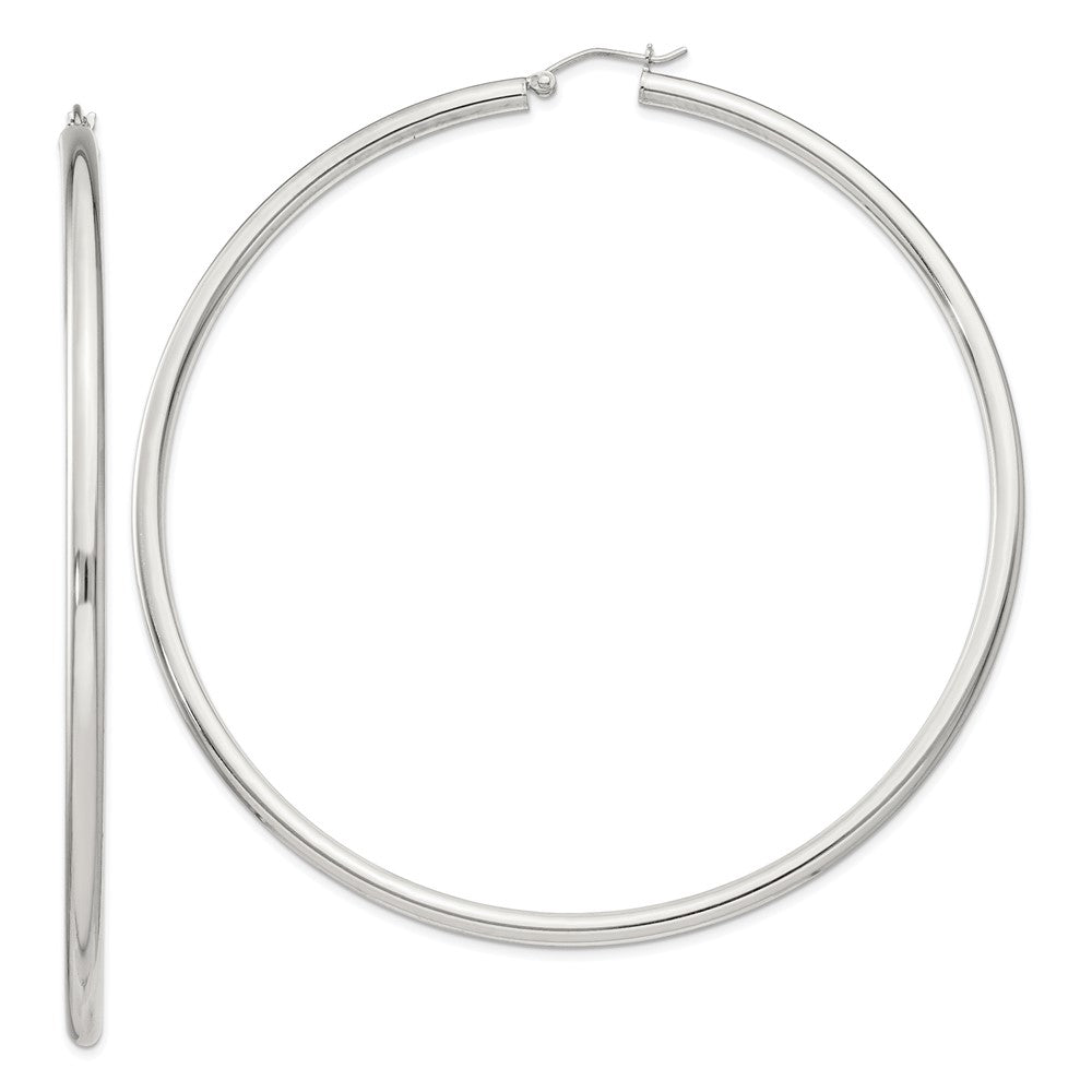 Sterling Silver 3mm Round Hoop Earrings - 7