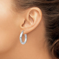 Sterling Silver Rhodium-plated 4mm Round Hoop Earrings - 9