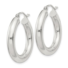 Sterling Silver 4mm Round Hoop Earrings - 6