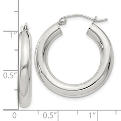 Sterling Silver 4mm Round Hoop Earrings - 6