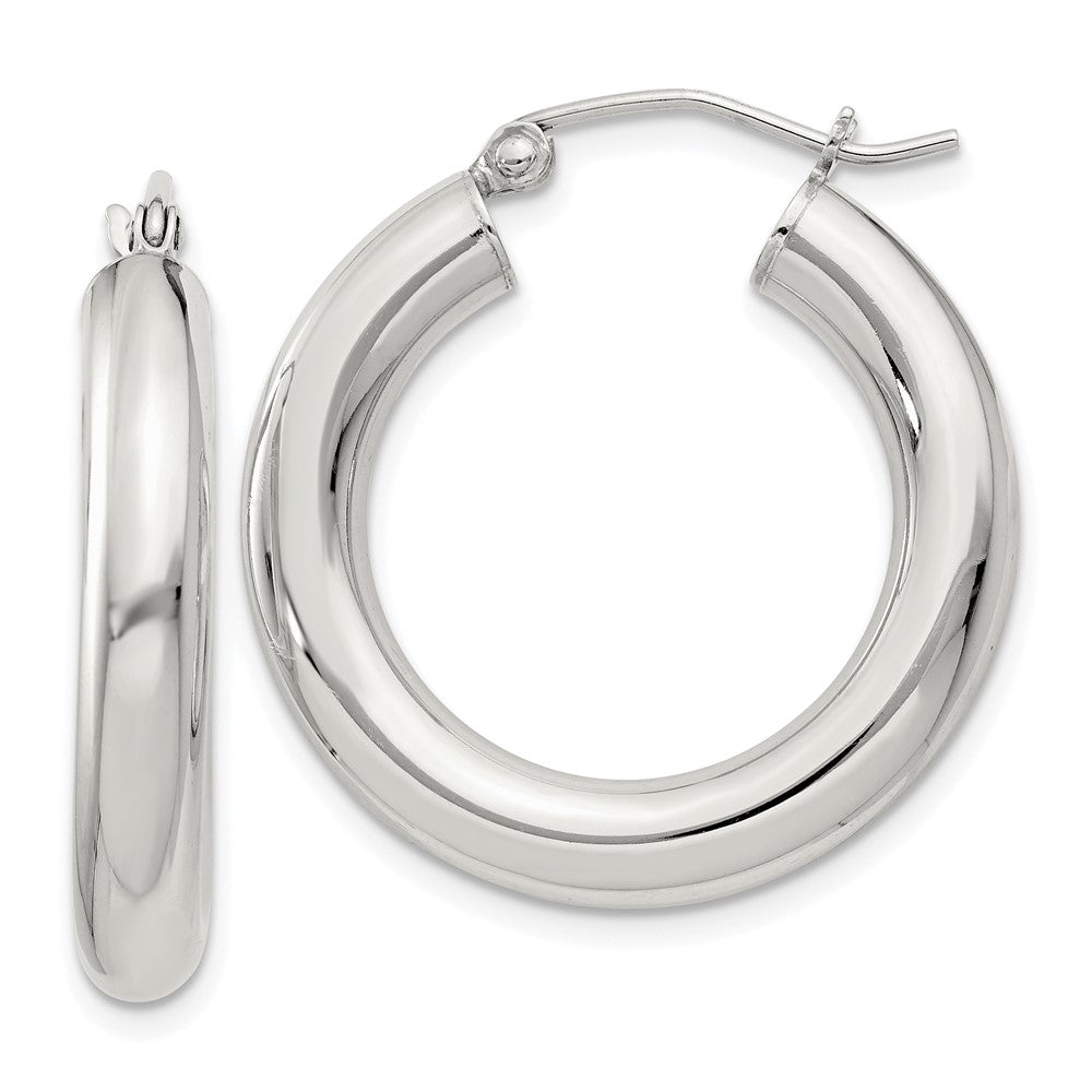 Sterling Silver 4mm Round Hoop Earrings - 6