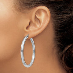 Sterling Silver Rhodium-plated 4mm Round Hoop Earrings - 10