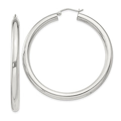 Sterling Silver 4mm Round Hoop Earrings - 7