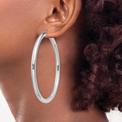 Sterling Silver Rhodium-plated 4mm Round Hoop Earrings - 11