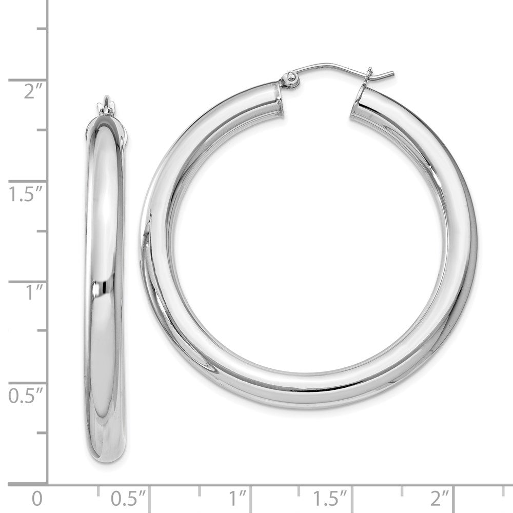 Sterling Silver Rhodium-plated 5mm Round Hoop Earrings - 9