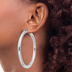 Sterling Silver Rhodium-plated 5mm Round Hoop Earrings - 8