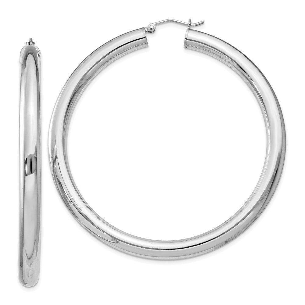 Sterling Silver Rhodium-plated 5mm Round Hoop Earrings - 8