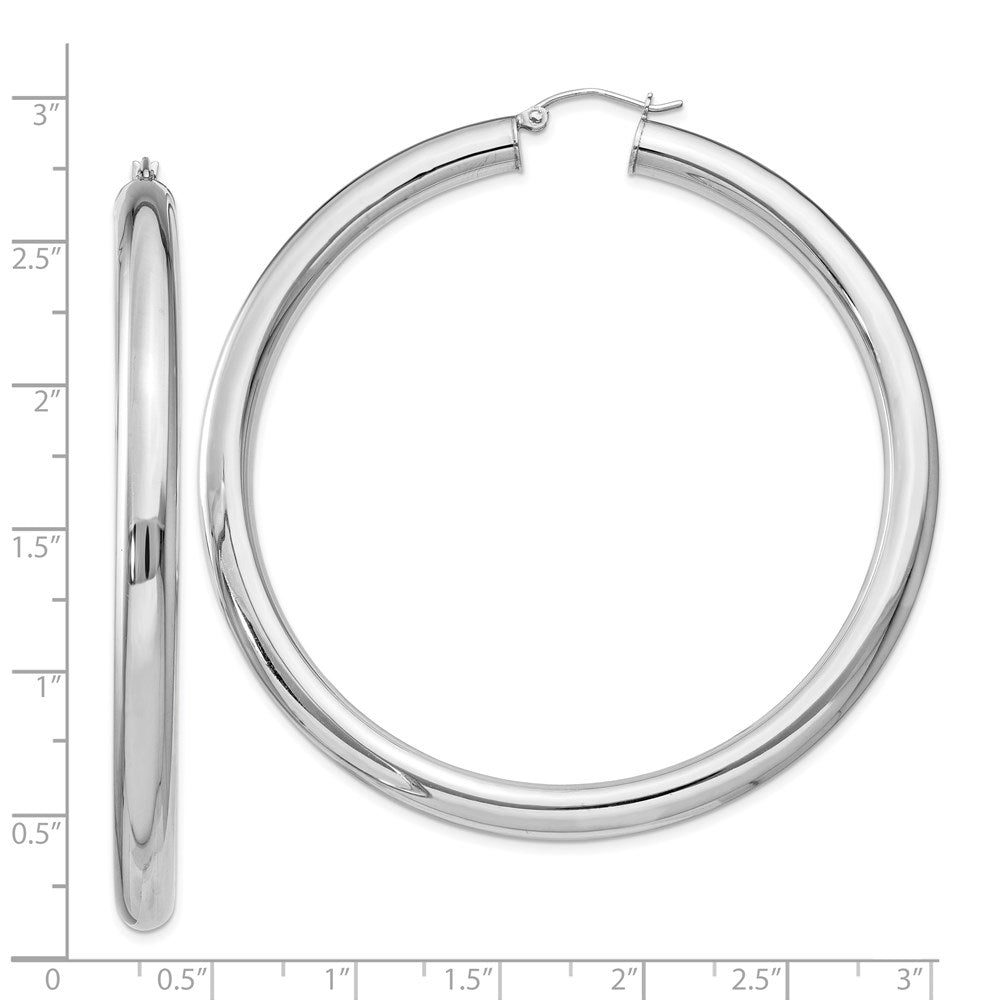 Sterling Silver Rhodium-plated 5mm Round Hoop Earrings - 6