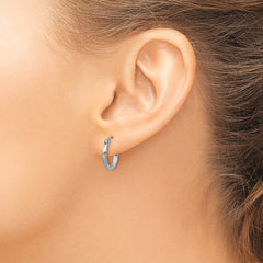Sterling Silver Rhodium-plated 2mm Polished/Satin Diamond-cut Hoop Earrings - 4