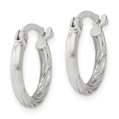 Sterling Silver 2mm Polished/Satin D/C Hoop Earrings - 12