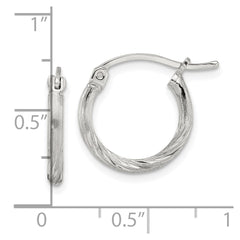 Sterling Silver 2mm Polished/Satin D/C Hoop Earrings - 13