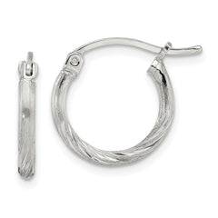 Sterling Silver 2mm Polished/Satin D/C Hoop Earrings - 13