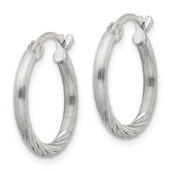 Sterling Silver 2mm Polished/Satin D/C Hoop Earrings - 6