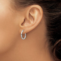 Sterling Silver 2mm Polished/Satin D/C Hoop Earrings - 6