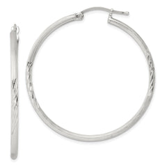 Sterling Silver 2mm Polished/Satin D/C Hoop Earrings - 9