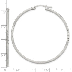 Sterling Silver 2mm Polished/Satin D/C Hoop Earrings - 5