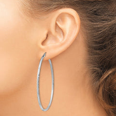 Sterling Silver Rhodium-plated 2mm Polished/Satin Diamond-cut Hoop Earrings - 8