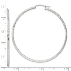 Sterling Silver 2mm Polished/Satin D/C Hoop Earrings - 7