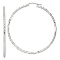Sterling Silver 2mm Polished/Satin D/C Hoop Earrings - 7