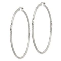 Sterling Silver 2mm Polished/Satin D/C Hoop Earrings - 10