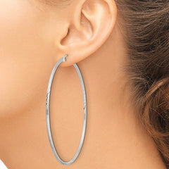Sterling Silver 2mm Polished/Satin D/C Hoop Earrings - 15