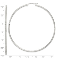 Sterling Silver 2mm Polished/Satin D/C Hoop Earrings - 15