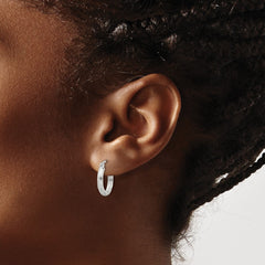 Sterling Silver 2.5mm Polished/Satin D/C Hoop Earrings - 7