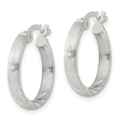 Sterling Silver 2.5mm Polished/Satin D/C Hoop Earrings - 9
